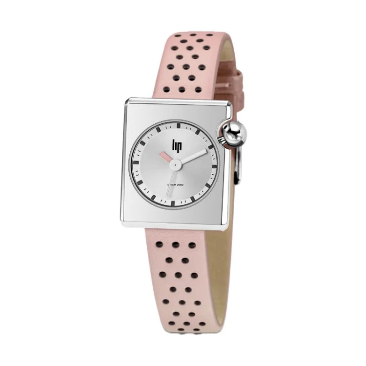 Montre LIP - Mach 2000 - Mini Square - Cuir Rose