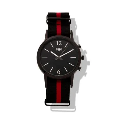 Face Montre Ecoresponsable eHo mixte métal noir et rouge