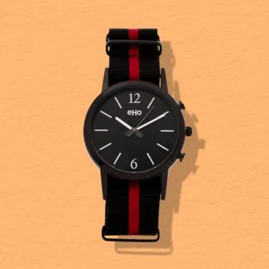Face couleur Montre Ecoresponsable eHo mixte métal noir et rouge