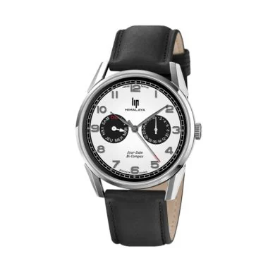 Face Montre LIP - Himalaya 40mm - Bi-Compax - Jours et Date - Cuir Noir