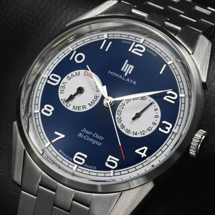 Cadran Montre LIP - Himalaya 40mm - Bi-Compax - Jours et Date - Cadran Bleu