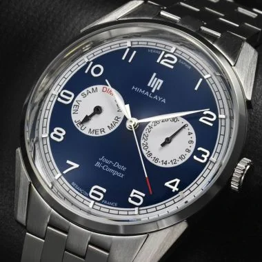 Cadran Montre LIP - Himalaya 40mm - Bi-Compax - Jours et Date - Cadran Bleu