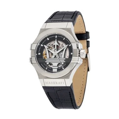 Face Montre Automatique Maserati Potenza Squelette Cadran Argenté - R8821108038