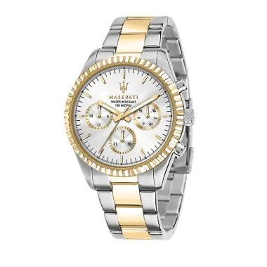 Face Montre Chronographe Maserati Competizione Multifonction Cadran Argenté - R8853100021