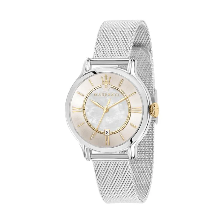 Face Montre Dateur Maserati Epoca Lady Maille Milanaise Argenté - R8853118514