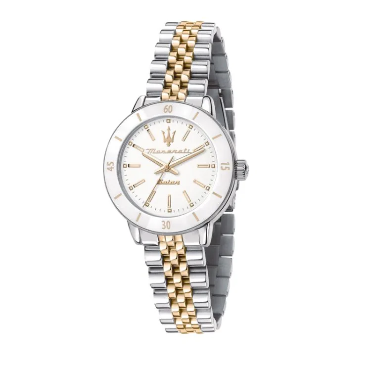 Face Montre Chronographe Maserati Successo Lady Solar Doré et Argenté - R8853145514