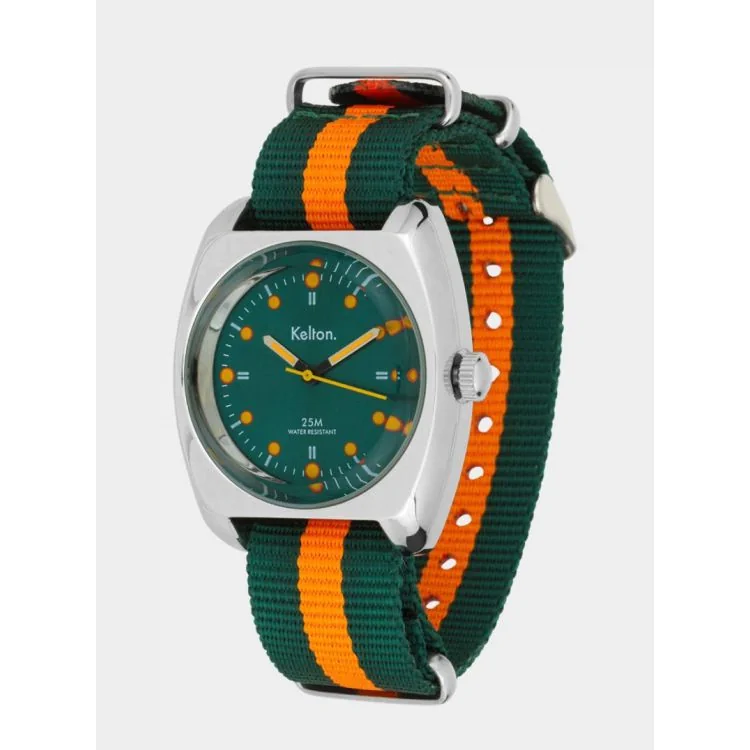 Face Montre Vintage Kelton - RC2 Nato Vert et Orange