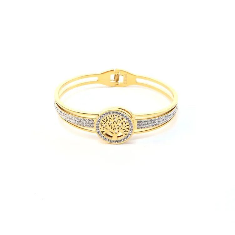 Bracelet Jonc Femme - Bracelet Arbre de Vie Doré et Argenté