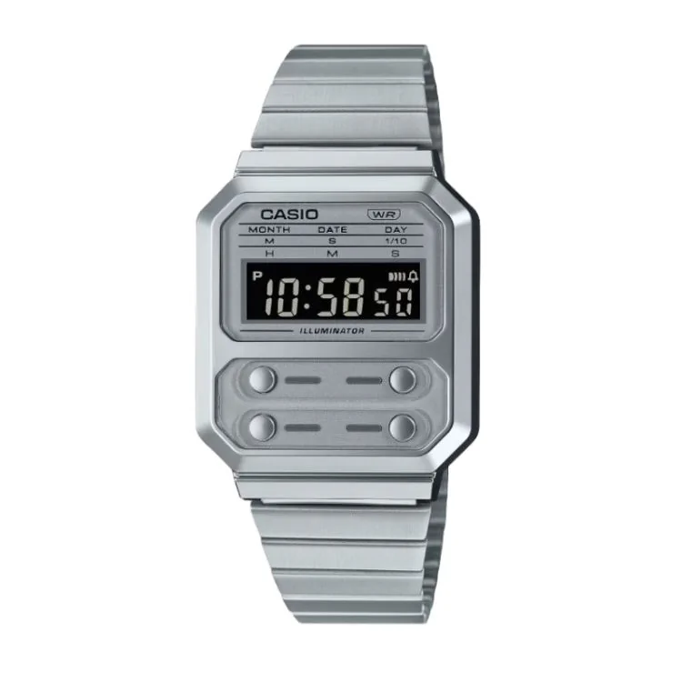 Face Montre Casio - Vintage Collection Mixte - Argent - A100WE-7BEF