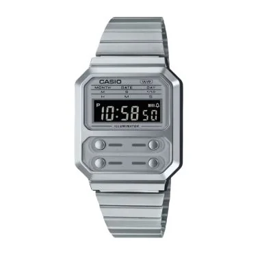 Face Montre Casio - Vintage Collection Mixte - Argent - A100WE-7BEF