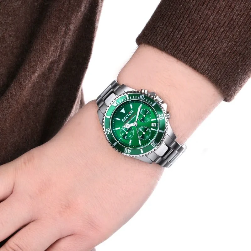 Montre Sector 200 Date Verte Et Noire - Neuve Avec étiquettes - Étanche - Réf 3351200025