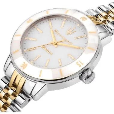 Cadran Montre Chronographe Maserati - Successo Lady Solar - Doré et Argenté - R8853145514
