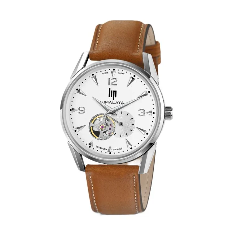 Face Montre LIP - Himalaya 40mm - Automatique Cœur Battant - Cuir Marron