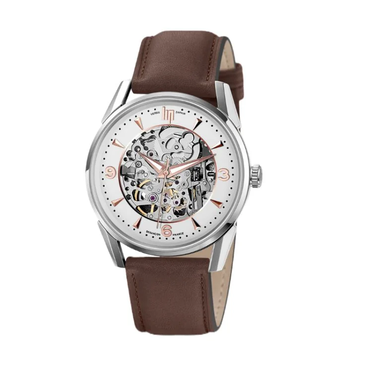 Face Montre LIP - Himalaya 40 mm - Squelette Automatique - Cuir Marron