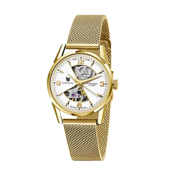 Face Montre LIP - Himalaya 33mm Sablier - Squelette Automatique - Dorée