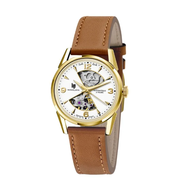 Face Montre LIP - Himalaya 33mm Sablier - Squelette Automatique - Cuir Marron