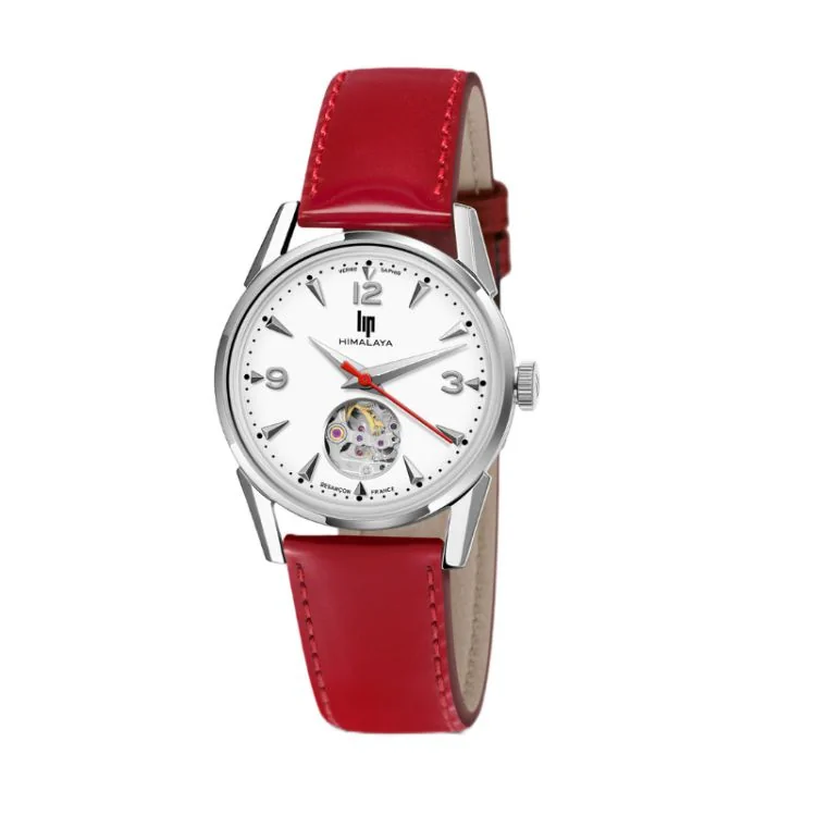Face Montre LIP - Himalaya 33mm - Automatique Coeur Battant - Cuir Rouge