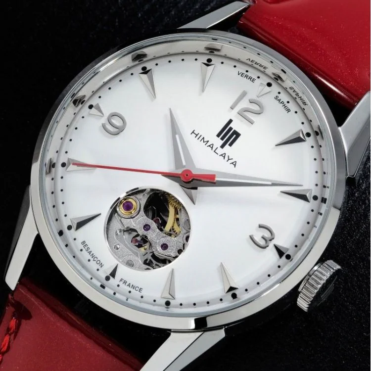 Cadran Montre LIP - Himalaya 33mm - Automatique Coeur Battant - Cuir Rouge