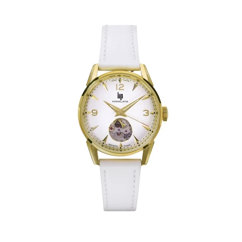 Montre LIP Himalaya 33mm Automatique Coeur Battant Cuir Blanc