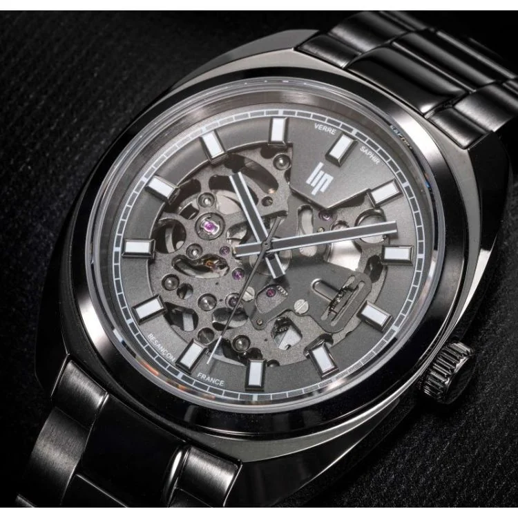 Cadran Montre LIP - GDG 39 mm - Automatique Squelette - Acier Noir