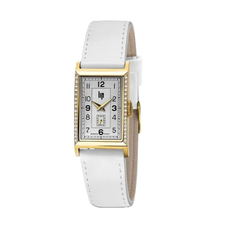 Face Montre LIP - T18 Diamants - Cuir Blanc