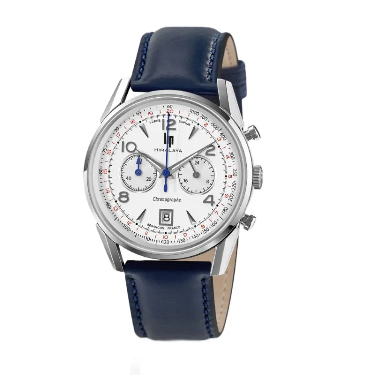 Face Montre LIP - Himalaya 40 mm - Chronographe - Cuir Bleu