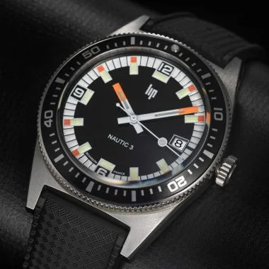 Cadran Montre LIP - Nautic 3 - Automatique 39mm - Caoutchouc Noir