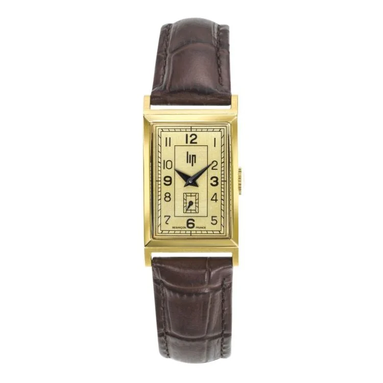 Face Montre LIP - Churchill T18 - Trotteuse Excentrée - Cuir Marron Façon Croco