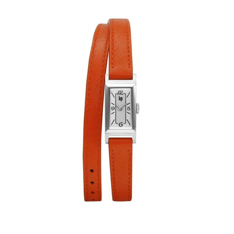 Montre LIP T13 Churchill Bracelet Double Cuir Orange