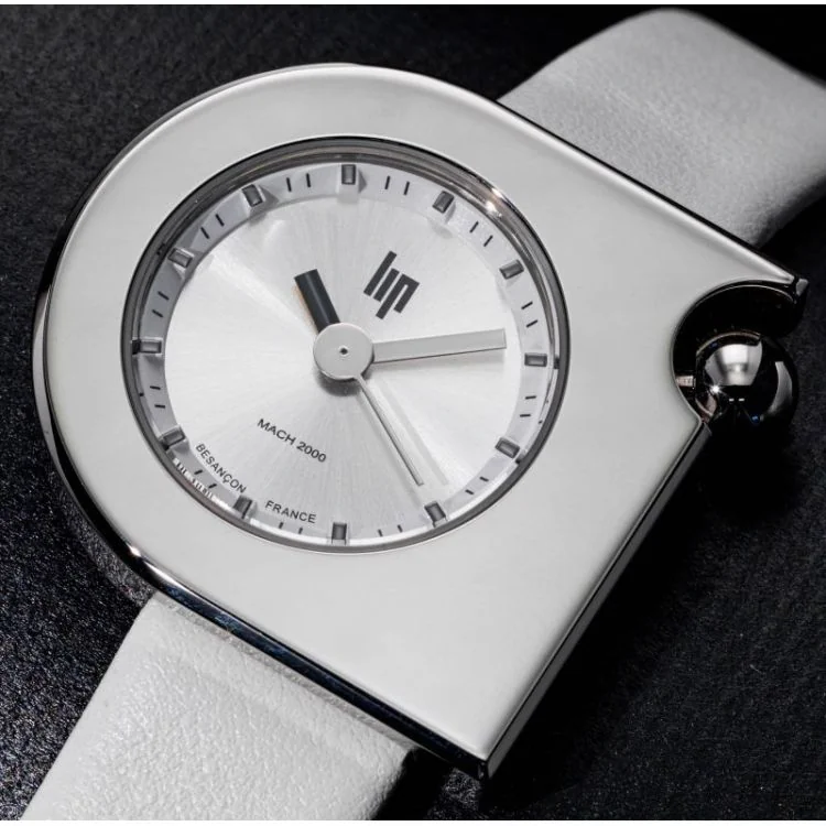 Cadran Montre LIP - Mach 2000 - Mini Moon - Cuir Blanc Pailleté