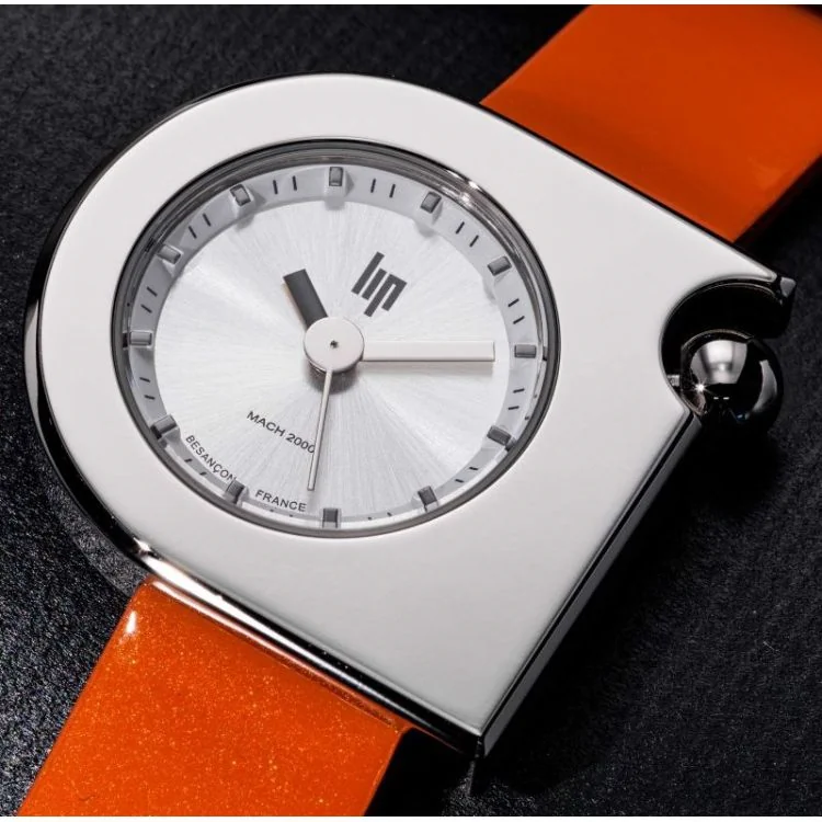 Cadran Montre LIP - Mach 2000 - Mini Moon - Cuir Orange Pailleté