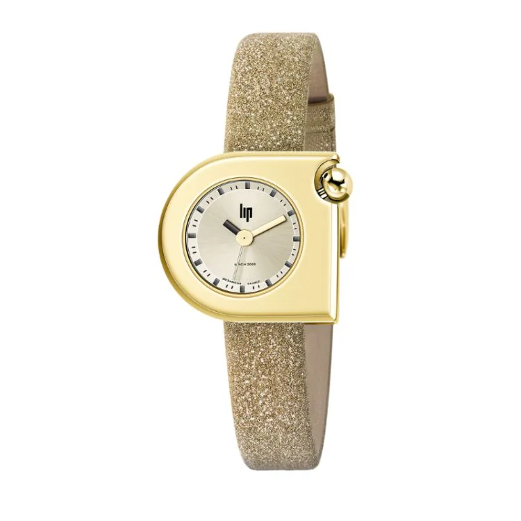 Montre LIP - Mach 2000 - Mini Moon - Cuir Doré Pailleté