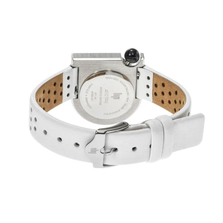 LIP - Montre LIP - Mach 2000 - Mini Moon - Cuir Blanc Perforé
