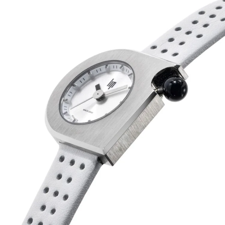 Profil Montre LIP - Mach 2000 - Mini Moon - Cuir Blanc Perforé