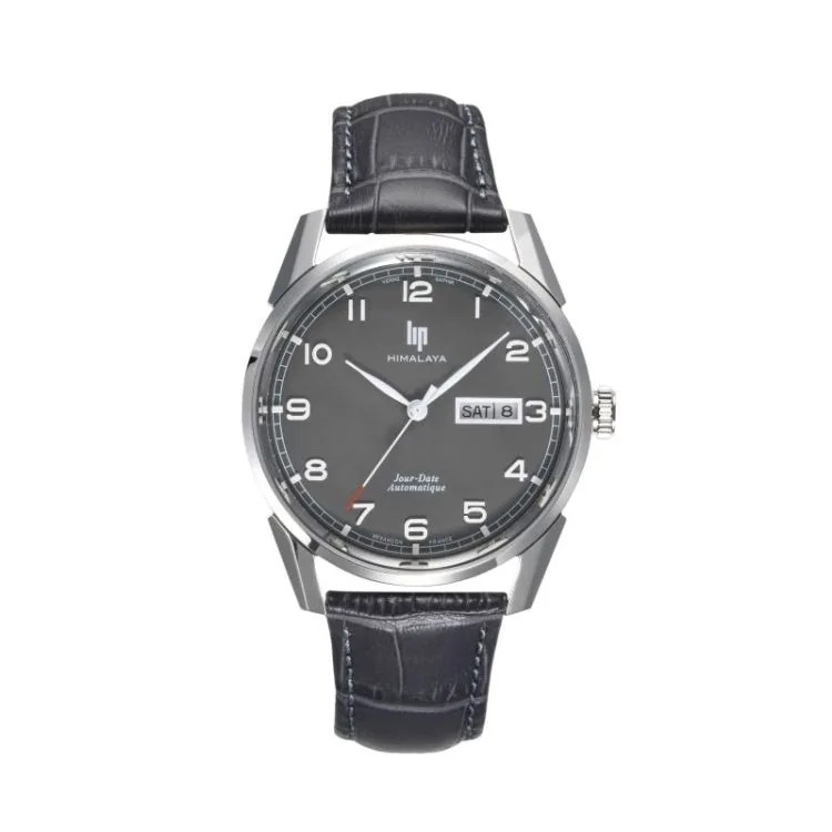 Face Montre LIP - Himalaya 40 mm - Automatique - Jours et Date - Cuir Gris