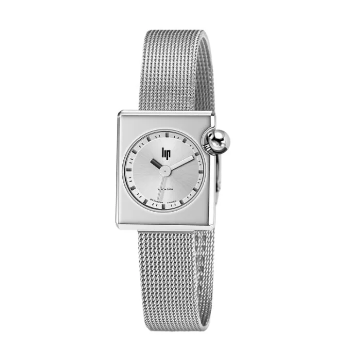 Montre LIP - Mach 2000 - Mini Square - Maille Milanaise Argenté