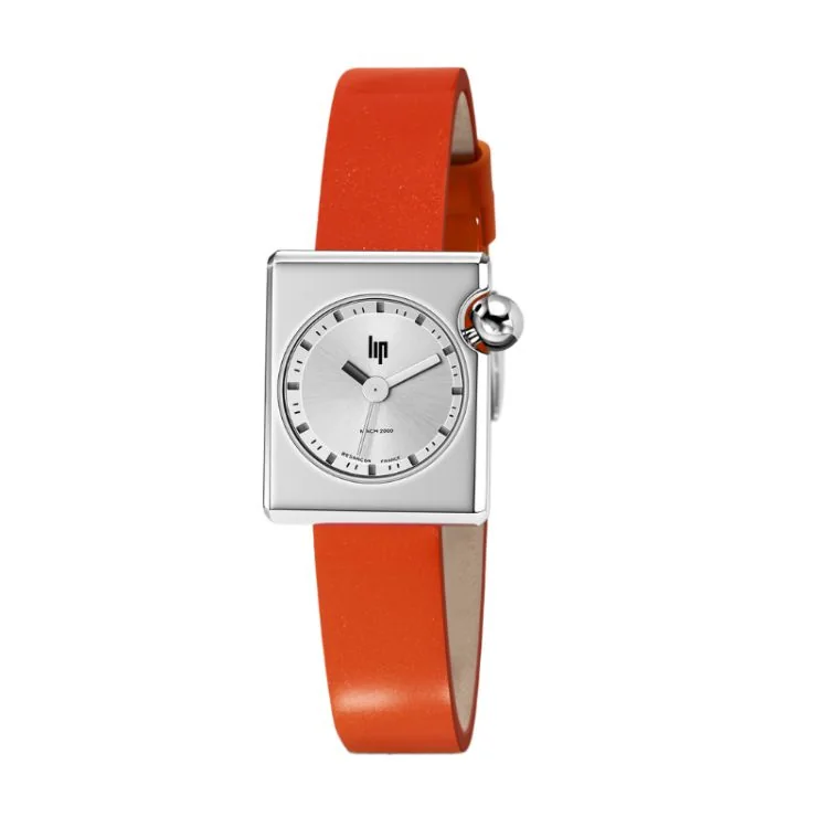 Montre LIP - Mach 2000 - Mini Square - Cuir Orange Lisse