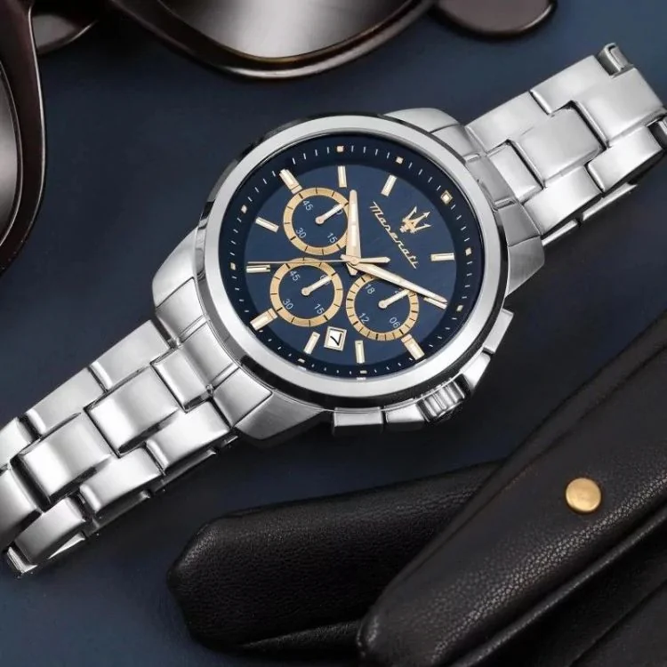 Cadran Montre Maserati - Successo - Chronographe - Cadran Bleu et Doré - R8873621038