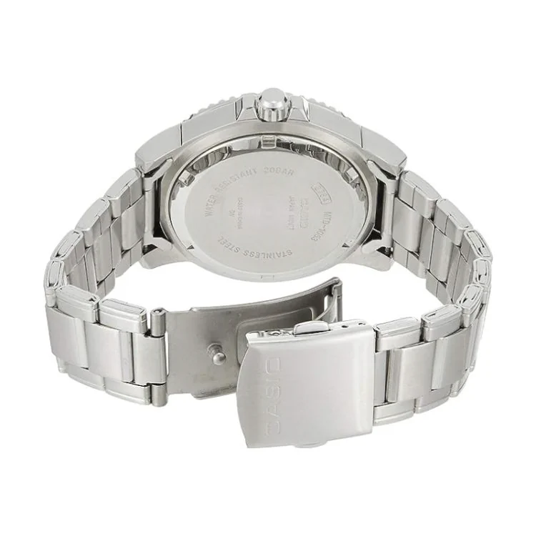 Dos Montre Casio - Casio Collection - Homme - Etanche 20 ATM - Argenté et Noire - MTD-1053D-1AVES