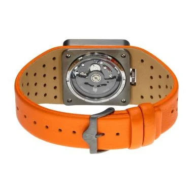 Dos Montre LIP - Big TV - Squelette Automatique - Cuir Orange Perforé