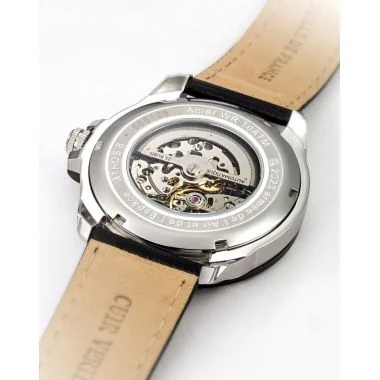 Dos Montre Aviateur Patrouille de France - Athos 8 - Automatique Squelette - Cuir Noir