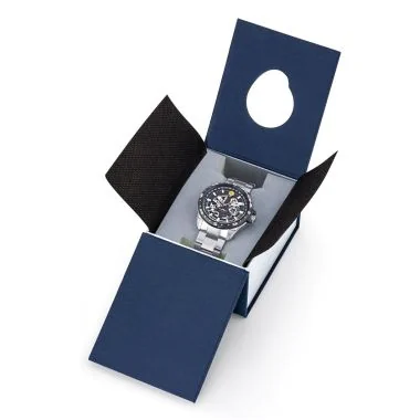 Coffret Montre Aviateur Patrouille de France - Athos 8 - Automatique Squelette - Acier Noir