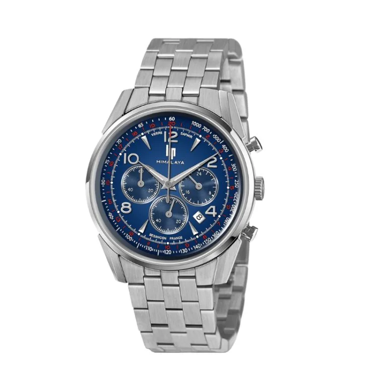 Montre LIP - Himalaya 40 mm - Chronographe - Acier Cadran Bleu