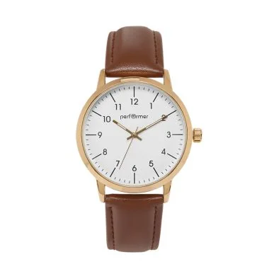 Montre Performer - Minimaliste - Dateur - Cuir Marron Cadran Blanc - 70220622