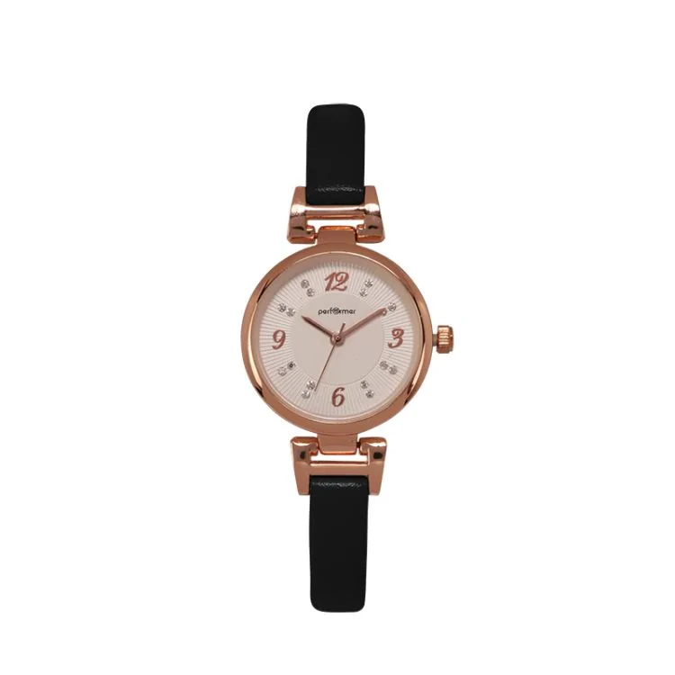 Montre Performer - Tendance - Femme - Cuir Noir Cadran Rose - 70716842