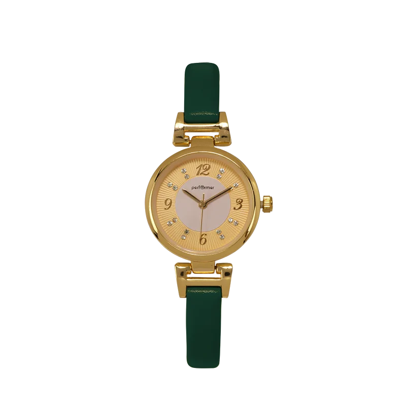 Montre Performer Tendance Femme Cuir Noir Cadran Dor 70716852