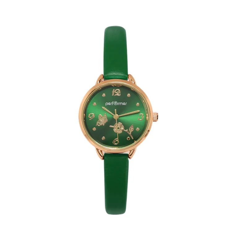 Montre Performer - Motif Papillon - Femme - Cuir Vert - 70716942
