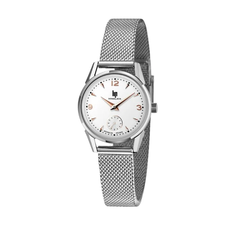 Montre LIP - Himalaya 29mm - Maille Milanaise Argentée - Cadran Blanc