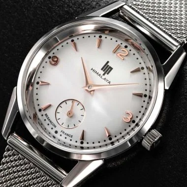 Cadran Montre LIP - Himalaya 29mm - Maille Milanaise Argentée - Cadran Blanc