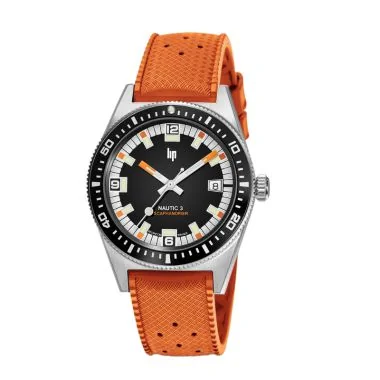 Montre LIP - Nautic 3 - Automatique 39mm - Caoutchouc Orange